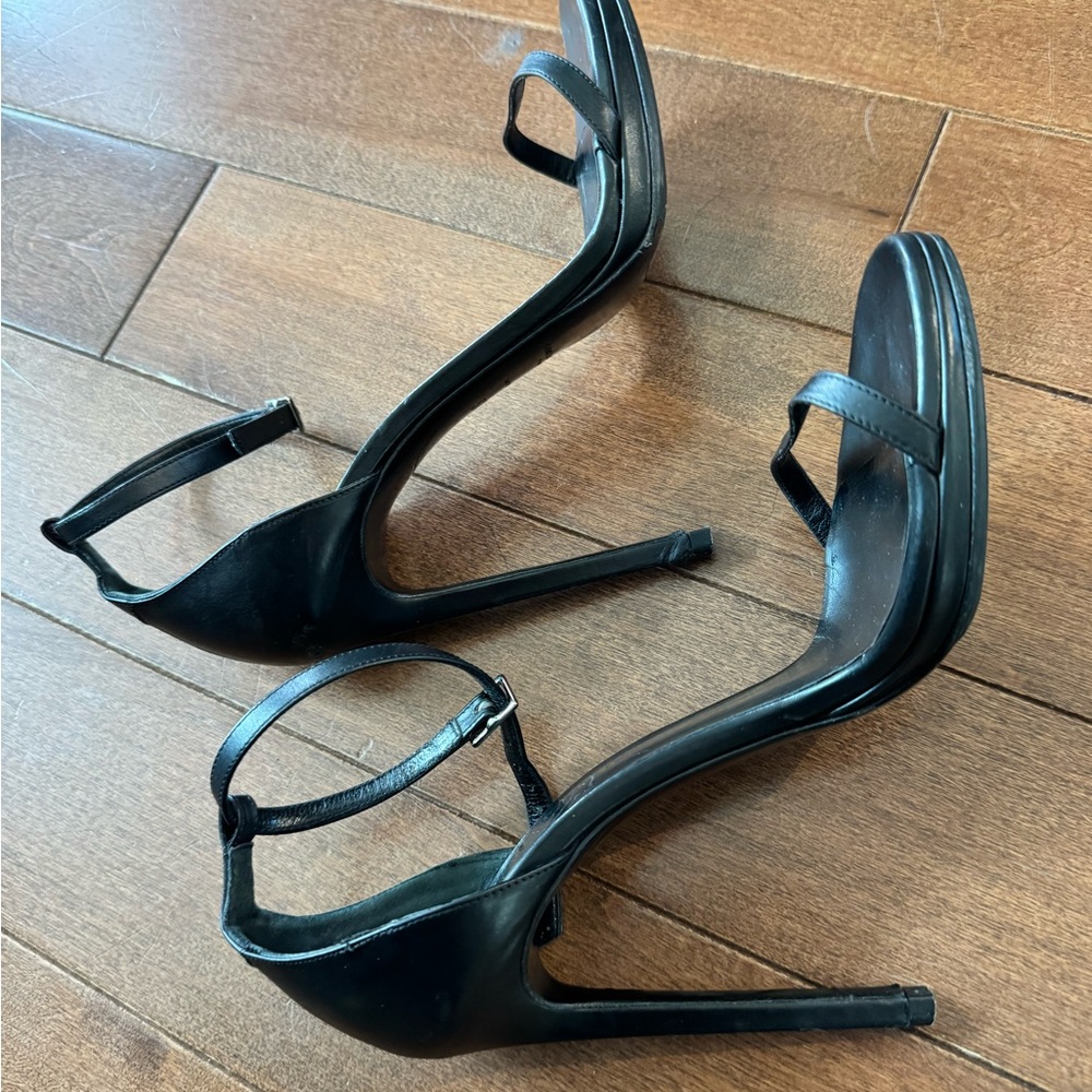 Saint Laurent Black Leather Stiletto Heel Sandals